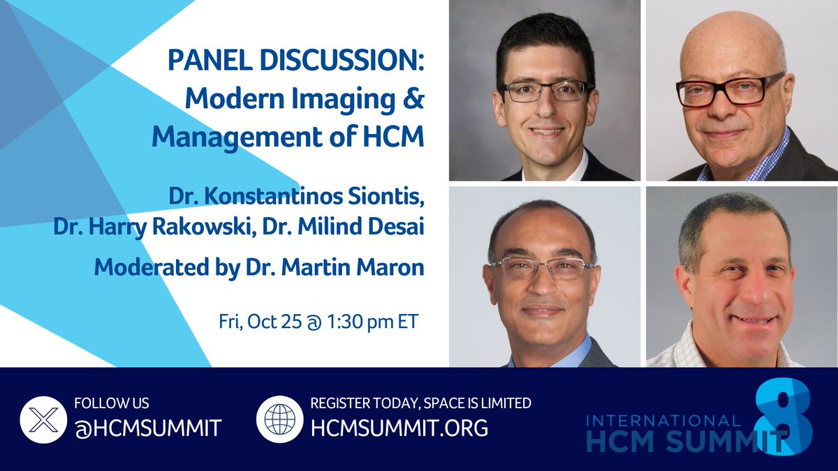 Our 2nd panel at #HCMSummit8 delves into 'Modern Imaging & Management of #HCM' ft experts @konsiont, @harry_rakowski & @desaimilindy, moderated by @martinmaronmd. Join the conversation & register at hcmsummit.org. #cardiotwitter #cardiacmri #echocardiography #healthtech