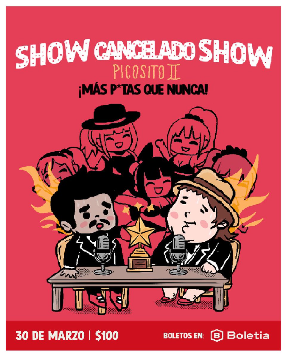 Ámonos recio!!! Pur de Patos Prohibido en la UNAM Patrocínanos prohibido Entrevistando a viejos meados HF con pAtas #2 Corto ganador del Cojo en Festival 48 hrs Enttrega de Premios Qué Chulo, que bonito! 2023 Y harto más... Boletos ya a la venta!!!! 🎟…ancelado-show-picosito-ii.boletia.com