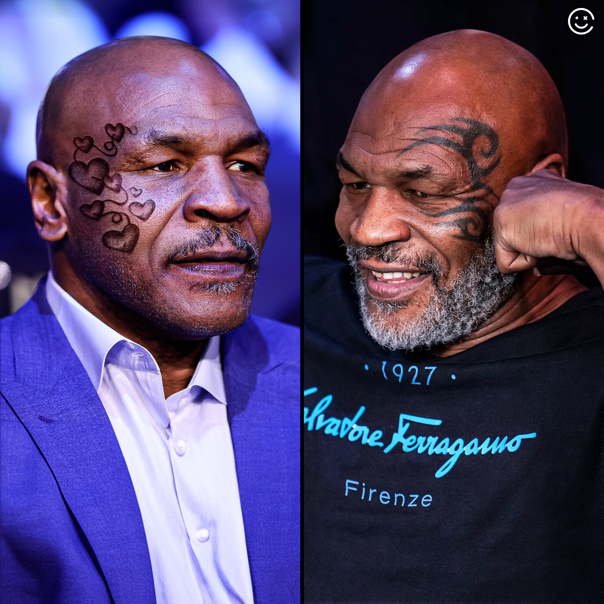 Happy Punch on X: "Fun fact: Mike Tyson's iconic face tattoo was supposed  to be a bunch of hearts but his artist refused to do it 😅  https://t.co/3A04hgcOGw" / X