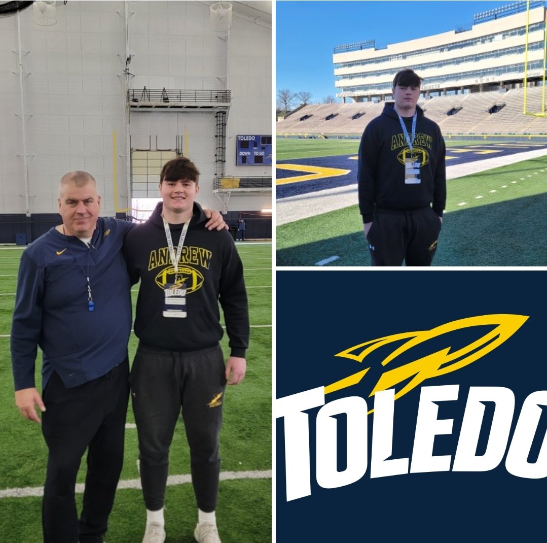 Thanks to @ToledoFB and @CoachBGasser for having me out to practice today. It was really great talking with @coachhallett . I look forward to coming back. 🚀 🚀 @CoachLew_66 @VJA_FOOTBALL @EDGYTIM @PrepRedzoneIL @DeepDishFB @HSFBscout @AllenTrieu @LemmingReport @MaxPreps