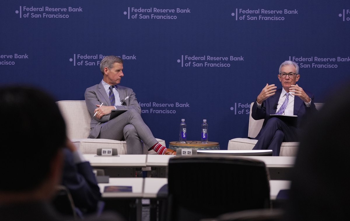 Earlier today, Chair Powell participated in a moderated discussion with Kai Ryssdal at the Macroeconomics and Monetary Policy Conference hosted by @sffed.