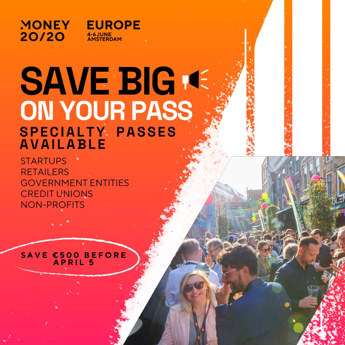 Did you know?! #Money2020EU might have just the pass for you! If you’re a Startup, Retailer, Government entity, credit union, or tax-exempt nonprofit organisation, you can access our specialty passes! Grab it before this Friday, April 5 to save €500: tinyurl.com/y5ettnm2