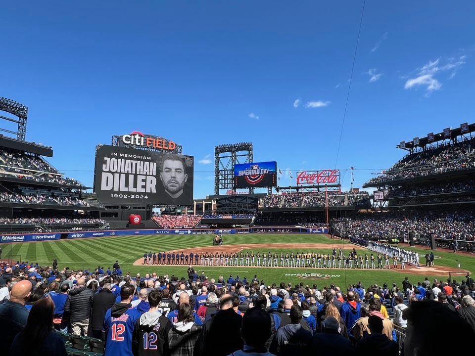 We extend our gratitude to the @Mets for their tribute & support for our fallen officer, Jonathan Diller & his family, at today’s #OpeningDay ceremony at @CitiField. As New York City continues to honor our hero, we wish the Mets a great 2024 season.