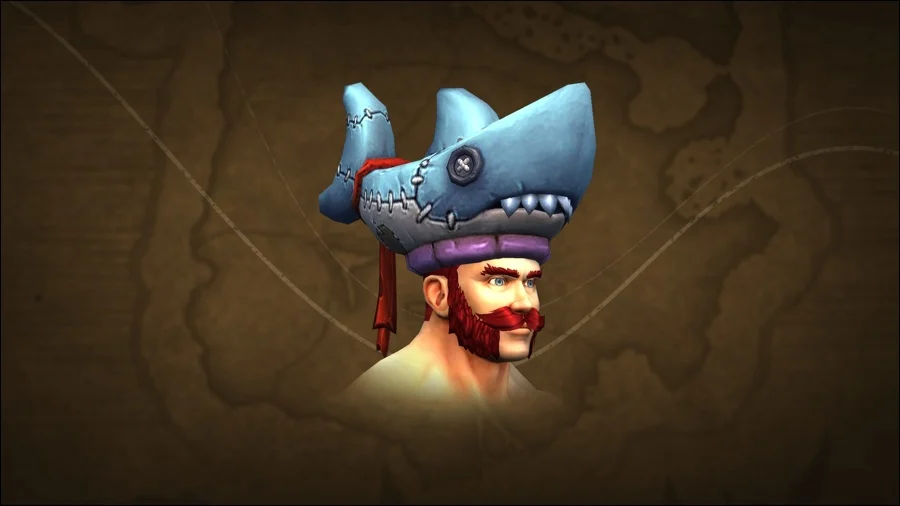 I'm not sure why but I'm really excited about this SHARK HAT in the World of Warcraft Trading Post for April next month! (Trading Post is a free in-game monthly activity that you earn cosmetic rewards, its pretty fun!)