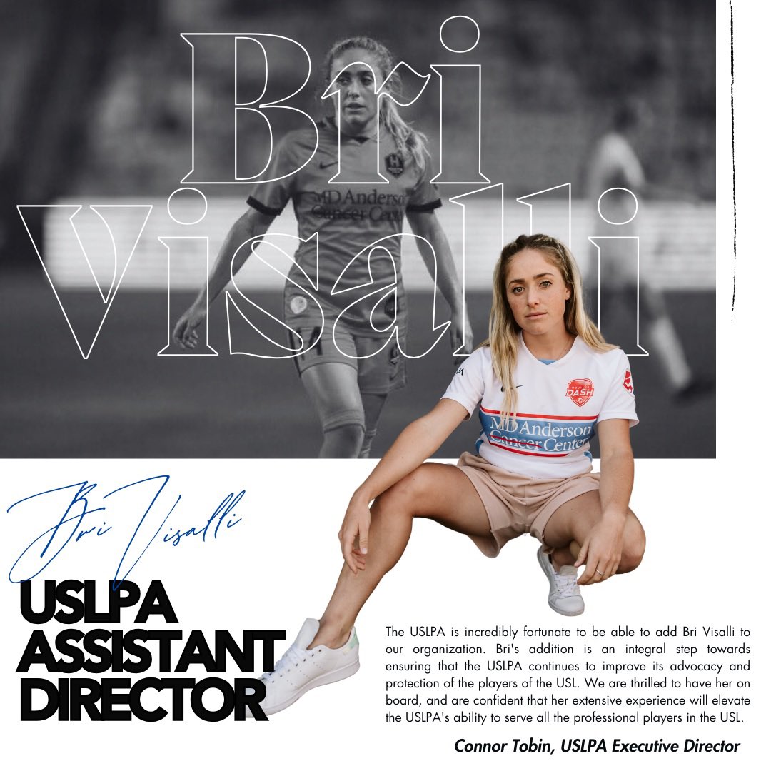 USLPlayers's tweet image. As we wrap up #WomensHistoryMonth, we are delighted to introduce the USLPA's first ever female hire, Bri Visalli.

Bri's rich experience both on the pitch and off brings a unique perspective to the USLPA and goes hand in hand with our mission to serve and support our players.