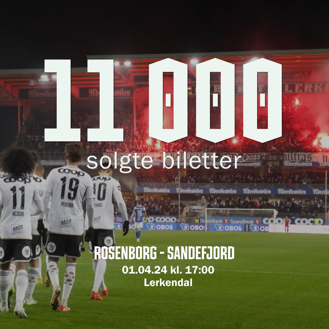 Under 3️⃣ døgn igjen og vi har passert 11 000 solgte - inkludert et utsolgt Øvre Øst - til mandagens seriepremiere på Lerkendal 🖤🤍 

Rosenborg - Sandefjord 2. påskedag klokken 17:00 🌪️

🎟️ rbk.no/billett