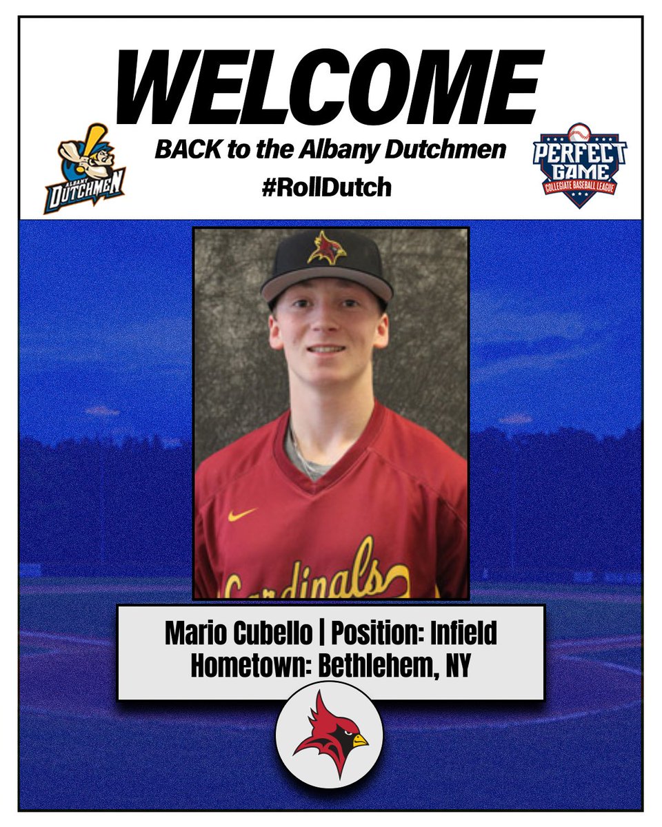 Albany Dutchmen (@dutchmenpgcbl) on Twitter photo WELCOME BACK TO THE DUTCH
<a href="/NickPlue/">Nick Plue</a> (<a href="/CortBaseball/">SUNY Cortland Baseball</a>)
<a href="/_mariocubello2/">Mario Cubello</a> (<a href="/SJFbaseball/">St. John Fisher Baseball</a>)
We’re excited to have both these guys back as key pieces in our 2024 squad!
#RollDutch WELCOME BACK TO THE DUTCH
<a href="/NickPlue/">Nick Plue</a> (<a href="/CortBaseball/">SUNY Cortland Baseball</a>)
<a href="/_mariocubello2/">Mario Cubello</a> (<a href="/SJFbaseball/">St. John Fisher Baseball</a>)
We’re excited to have both these guys back as key pieces in our 2024 squad!
#RollDutch