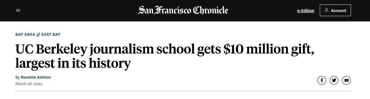 Although this is good to hear, the bigger question is why do we need private donations to pay for our kids to go to our public schools? 

Shouldn't public higher education be fully funded by our state? Especially when it comes to journalism! #ReformProp13