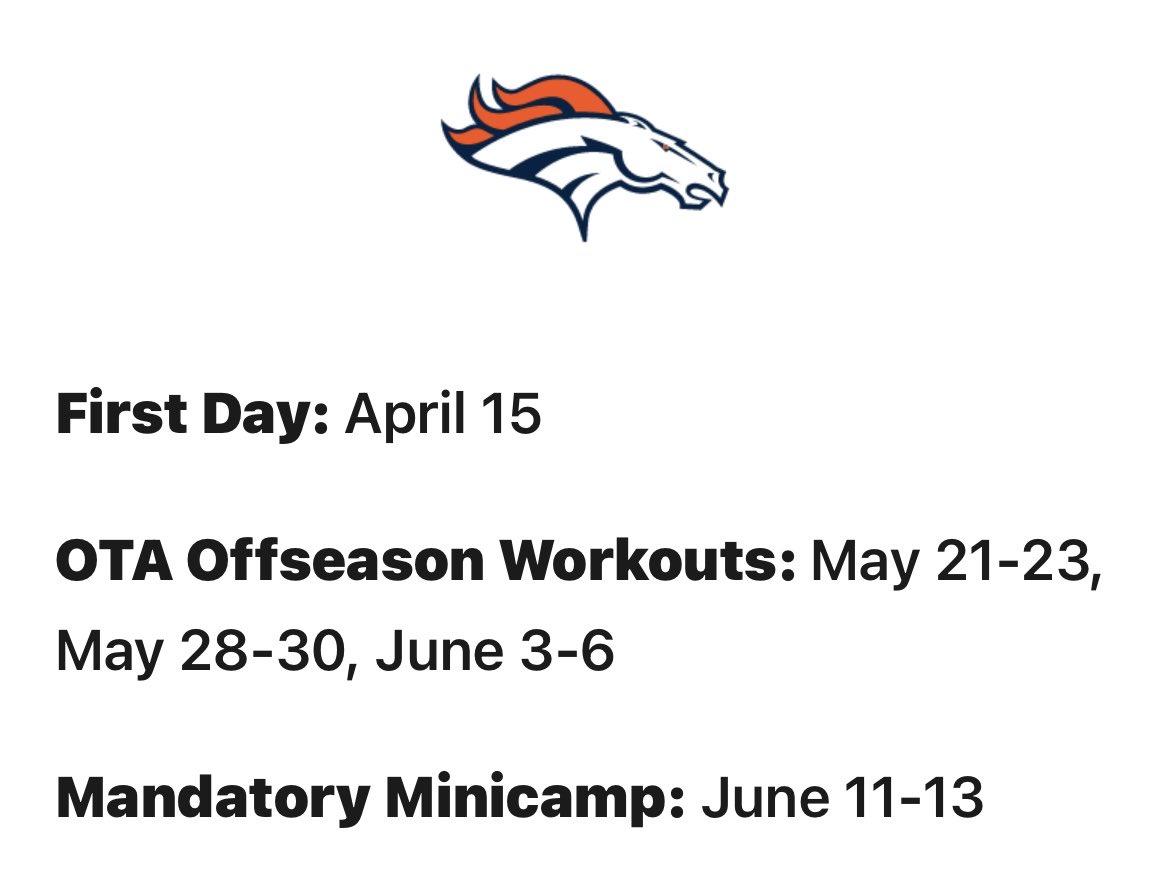 Broncos offseason schedule: