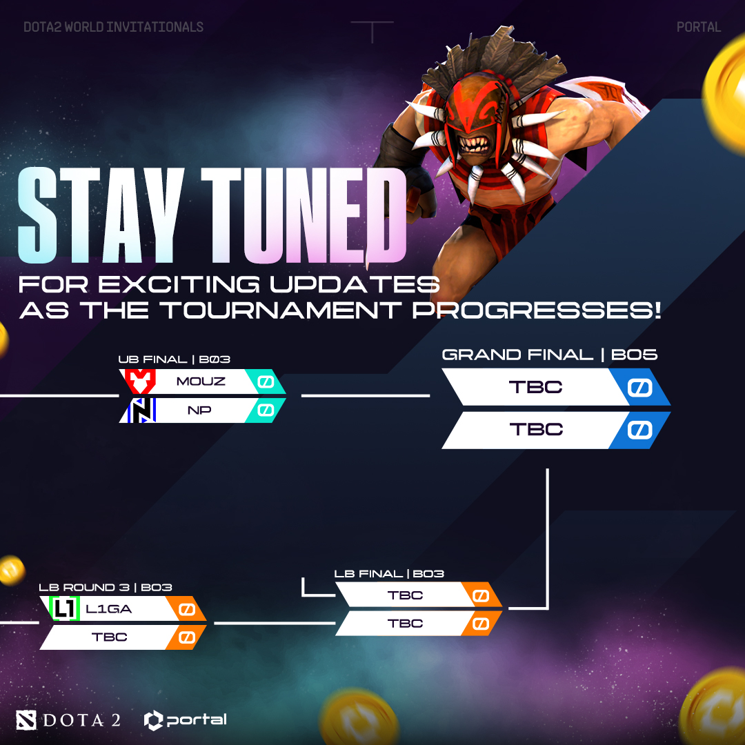 📢 Day 2 is a wrap! Check out the updated bracket and get ready for even more intense action on Day 3 of the Portal Dota 2 World Invitational! 

Stay tuned for thrilling matchups and epic battles! 🎮💥