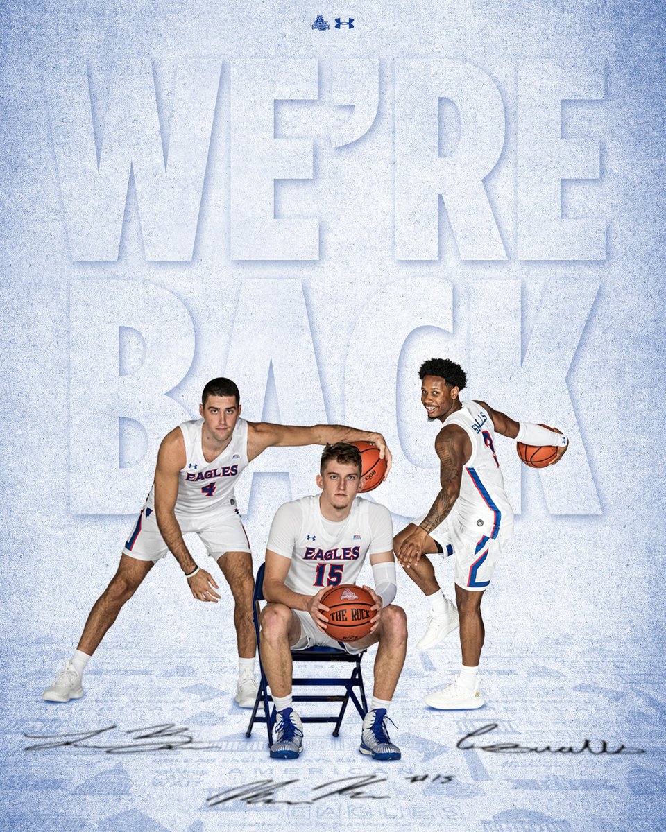 Unfinished business 😤 Matt Rogers, Lincoln Ball and Colin Smalls will be returning to American for their fifth year of eligibility! 📰 MORE: aueagles.link/mbb-back