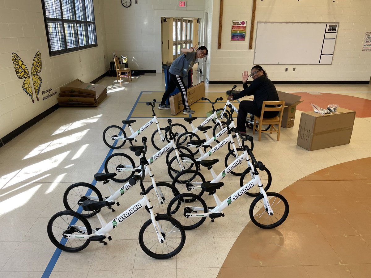 Nice to build and add two more schools to the @AllKidsBike program today. Big thank you to Dick from @tfkcharlotte and Coach Jones for helping build. @chantillymont and Highland Mill Montessori students will be excited. @CoachVedder_HPE @arom07 @NCSHAPE @StriderBikes @coachwalk