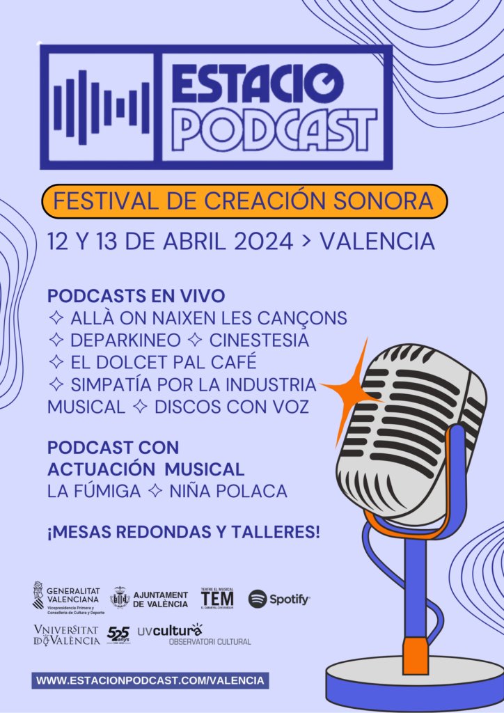 🎙️ El festival de creació sonora @podcastestacion arriba al @teatreelmusical de #València. Podràs gaudir de pòdcasts en directe, actuacions musicals, tallers, taules redones, i més. 🗓️ 12 i 13/04 Programació i entrades ▶️ bitly.ws/3gS2v