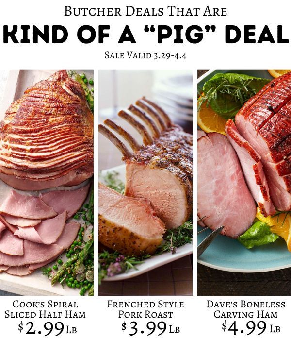 Yeah, we're kind of a PIG deal at Dave's! Pick up your last minute holiday essentials from our butcher shop! 🐷