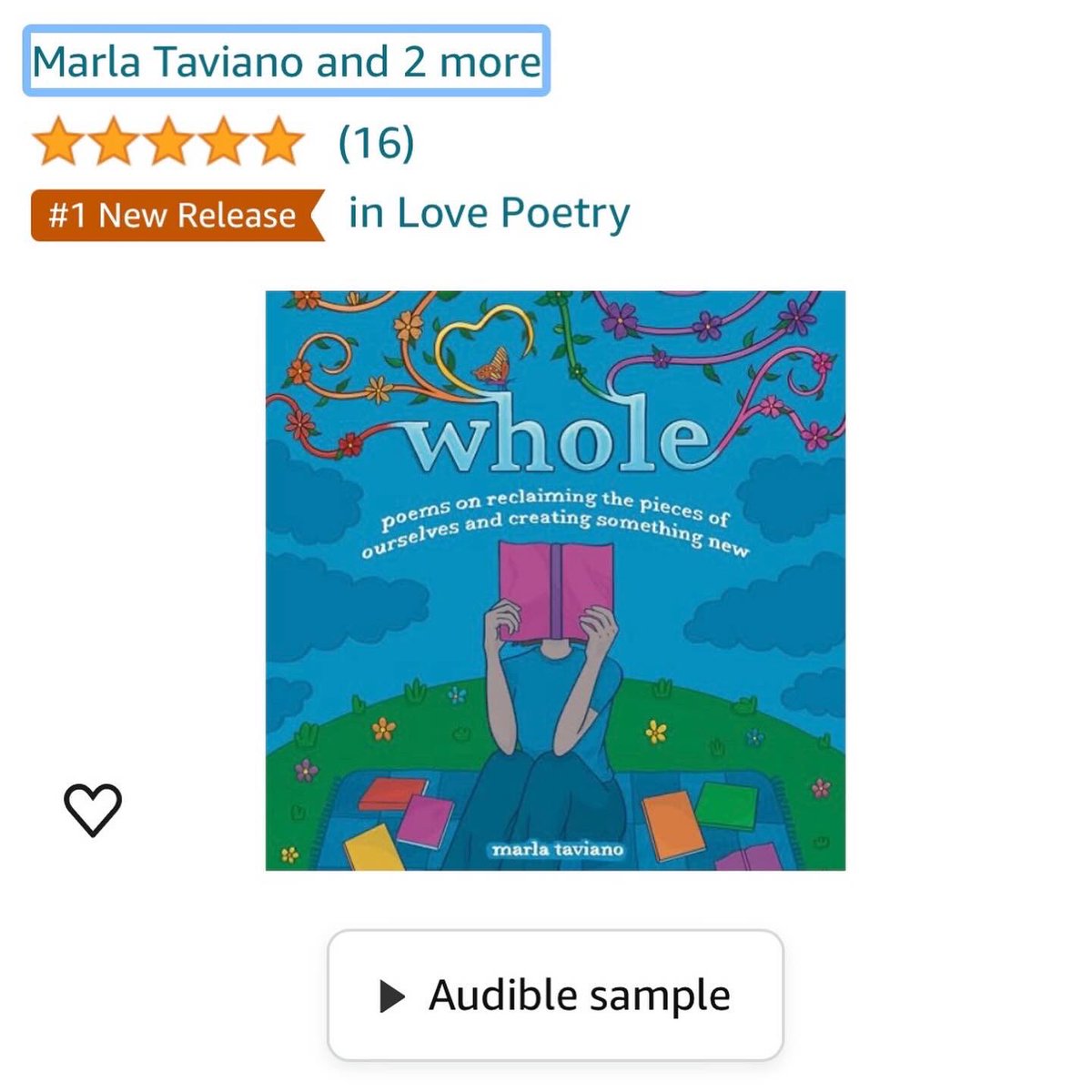 This is my first sighting of WHOLE: the audiobook out in the wild. And this is Deb and Paul who I write about on page 216. And look at this audiobook category: LOVE POETRY. ❤️✍🏻 I’m obsessed. Go grab the audiobook if you’d rather listen than read! You won’t be sorry! 🩵🎧📘