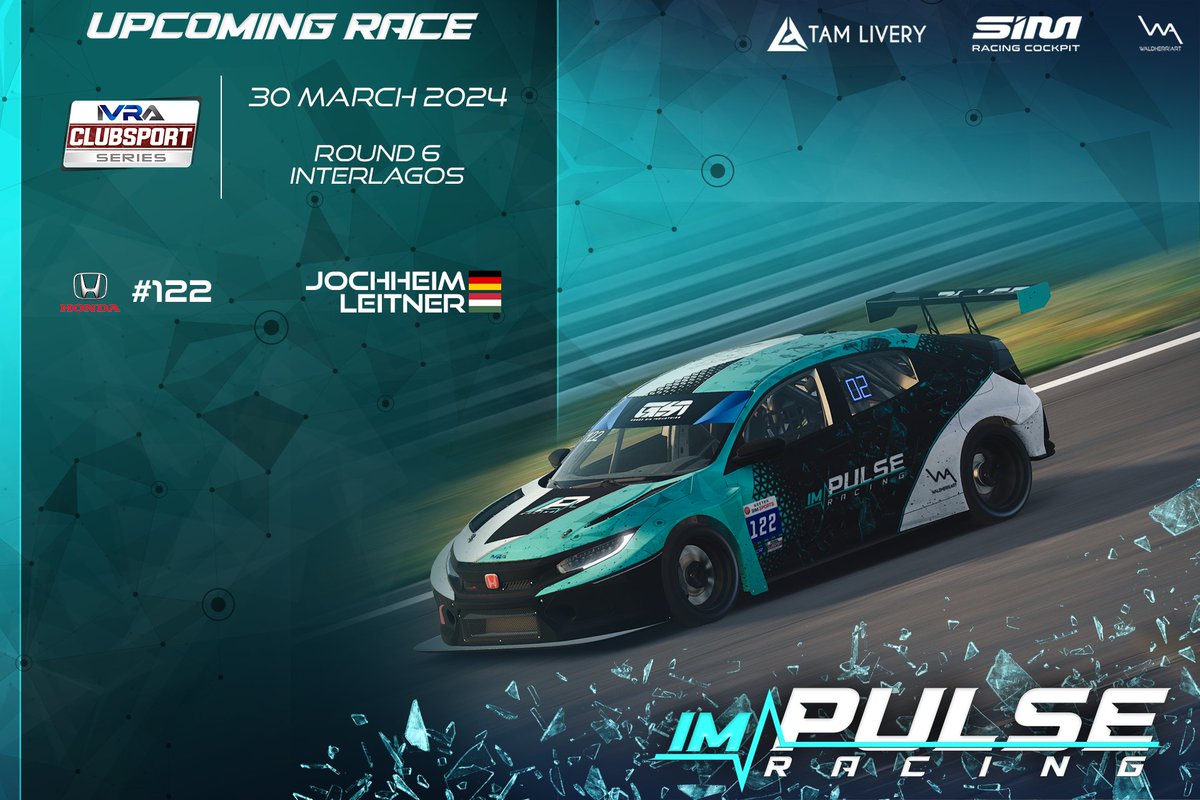 ImpulseRacing__'s tweet photo. #IVRA | The last dance in the @IVRALeague ClubSport Series tomorrow!

We are still fighting in the GT4 &amp; TCR Championship for the title. Let's go! 👊

#WeAreImpulse https://t.co/O3UNS13EIj