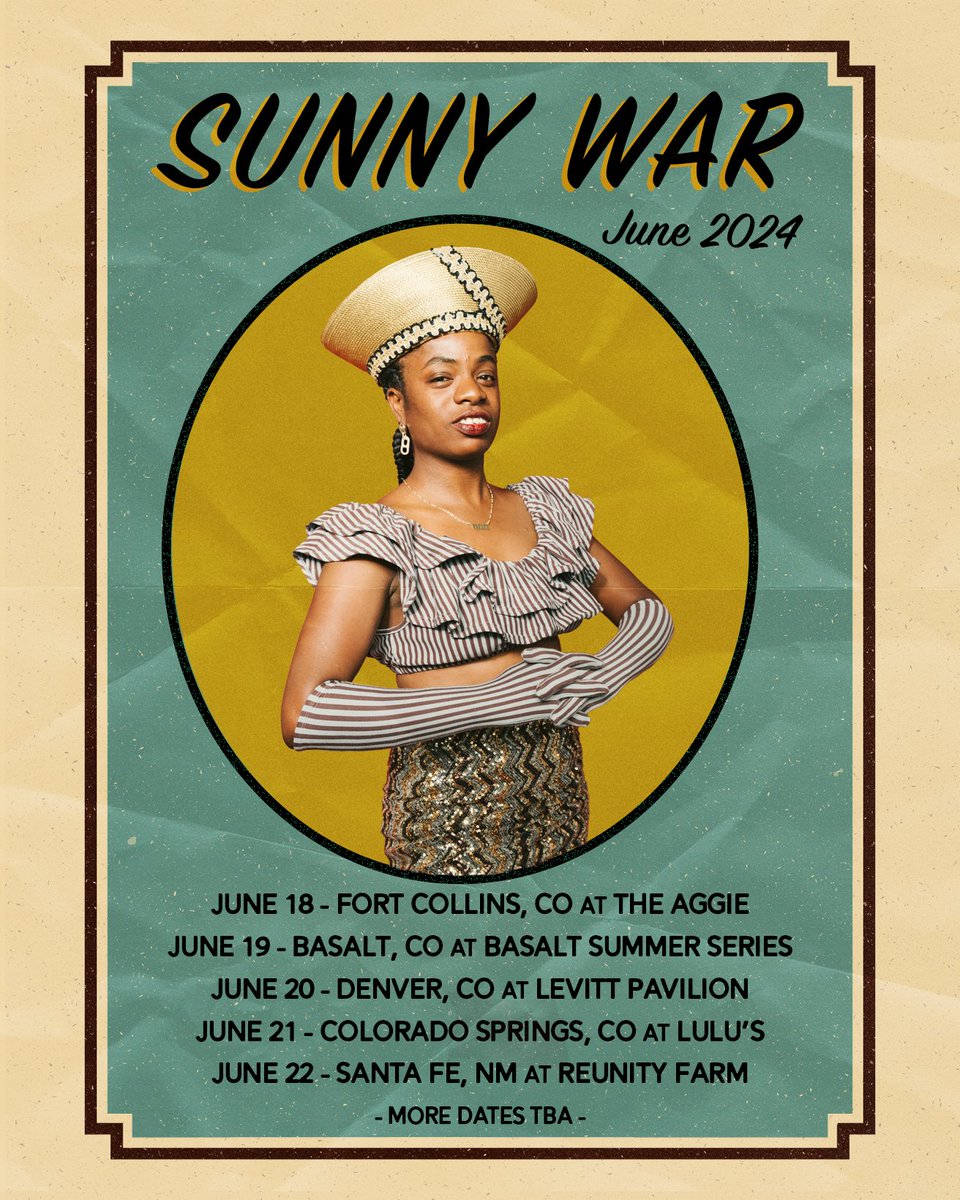 June 18 - Fort Collins, CO at The Aggie June 19 - Basalt, CO at Basalt Summer Series June 20 - Denver, CO at Levitt Pavilion June 21 - Colorado Springs, CO at Lulu’s June 22 - Santa Fe, NM at Reunity Farm