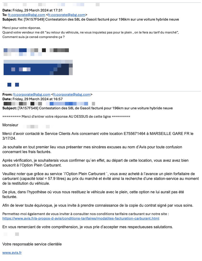 edelans's tweet photo. @AvisFrance C'est quoi cette pratique scandaleuse!!! 
Quand je loue une voiture chez vous, que le vendeur me dit “au retour, ne vous inquiétez pas pour le plein, on le fera au prix du marché” -> je lui fais confiance. Quelle erreur! C'est vraiment prendre les gens pour des cons. https://t.co/HHWSuY9b0w