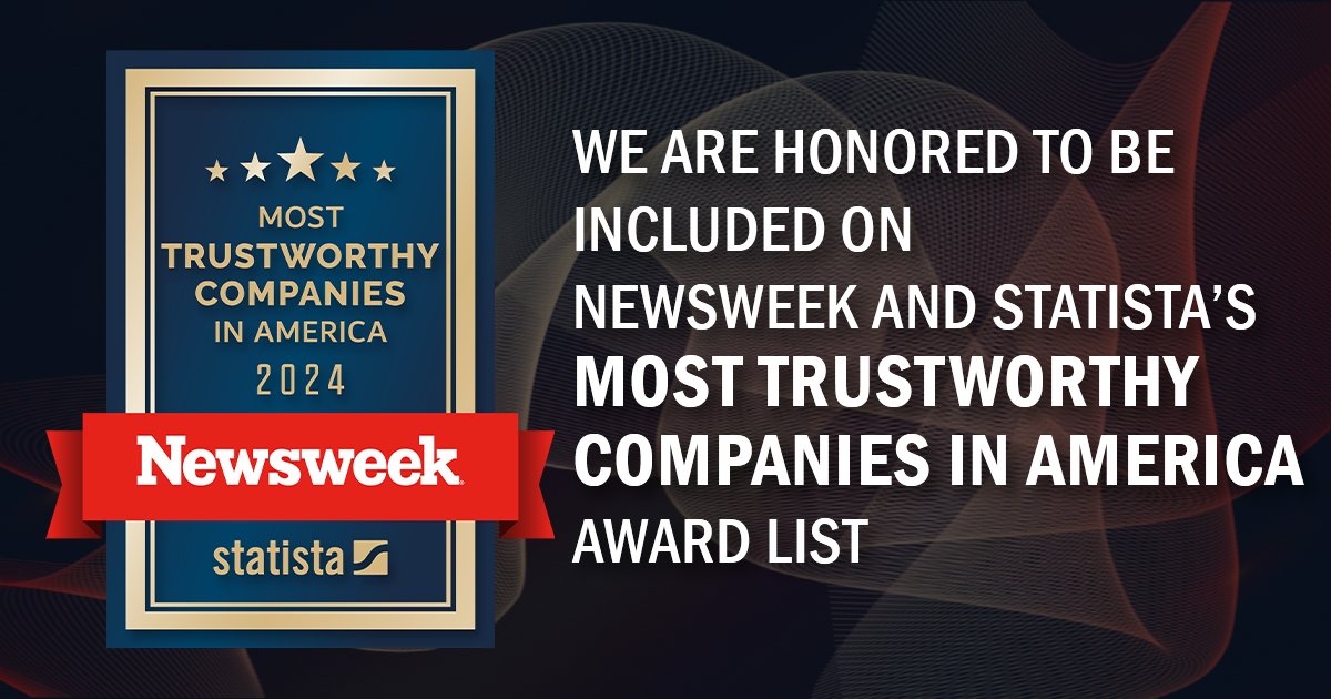 For the third consecutive year, Deluxe was named as one of the Most Trustworthy Companies in America 2024 by Newsweek! We are honored to be named alongside many other distinguished companies. #dlxproud bit.ly/3IWrdQ8