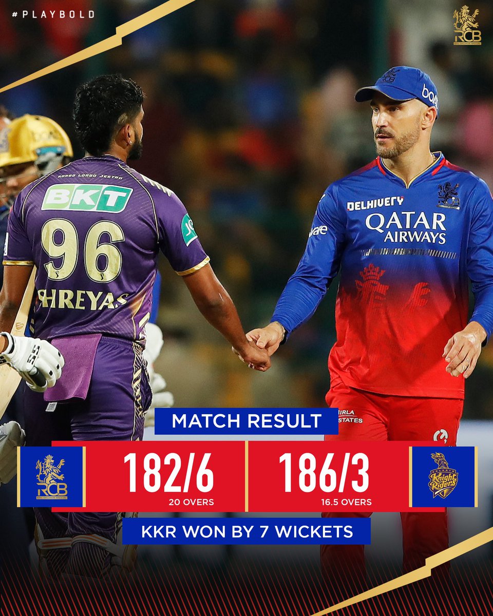Ravindra1_0's tweet photo. We’ll get back to the drawing board and come back stronger on Tuesday. And that’s a promise, 12th Man Army. 🤝
#PlayBold #ನಮ್ಮRCB #IPL2024 #RCBvKKR #chokli #Haarcb #Green #slow #picth #orangecap https://t.co/wlsidAHmI9