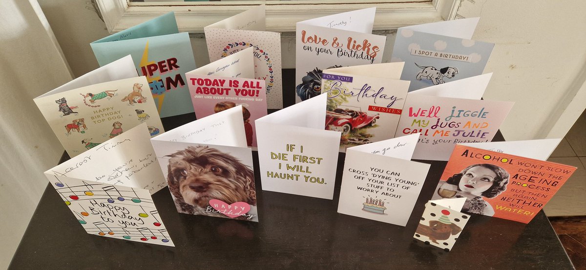 Timsley's tweet photo. Arrived home to these BiRtHdAy cards! Thank you #BRENDAALCOCK #STOLLER #MELANIE ##SUEELLEN #GM #BIGDAWN #CHERYL #JAY #WENDIWEAVER #PEDRO ##HELENDANIELS #CHRISTINEDAAE ##HELENDANIELS #AUNTIEGILL #MUMMYMASSEY #DEAFSTEPH #DIMMOCK #DAVIDDEXDEXTERMASSEY #ISAIDIT โค๏ธ https://t.co/a7fG50cN68