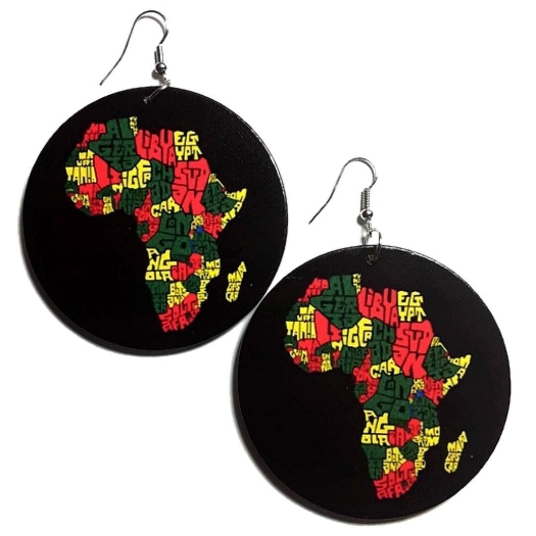Africa My Home GYR Statement Dangle Drop Wood Earrings tuppu.net/6ba3b466 #melaninfashion #fashionjewelry #explore #blackownedbusiness #Etsy #WoodEarrings