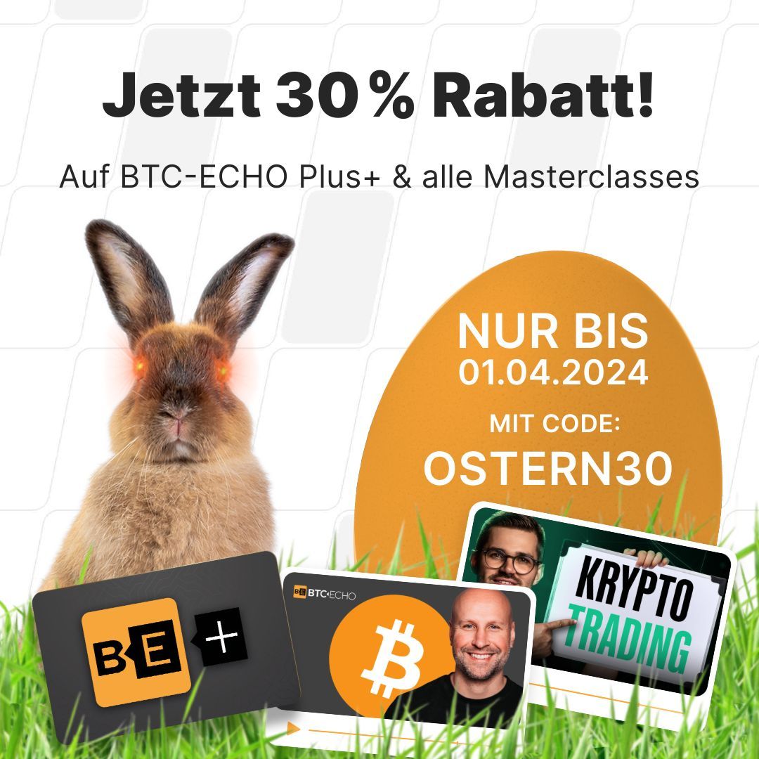 btcecho's tweet photo. 🐰 30 % auf BTC-ECHO Plus+ und alle unsere Video-Masterclasses - nur bis 01. April 2024.
📰 BTC-ECHO Plus+ Rabatt: https://t.co/1gLZaiNiB0
👨🎓 Academy-Rabatt: https://t.co/PVR0Mqoaqj
#bitcoin #krypto #rabatt #osterrabatt #osteraktion https://t.co/h0Yt4RViUY