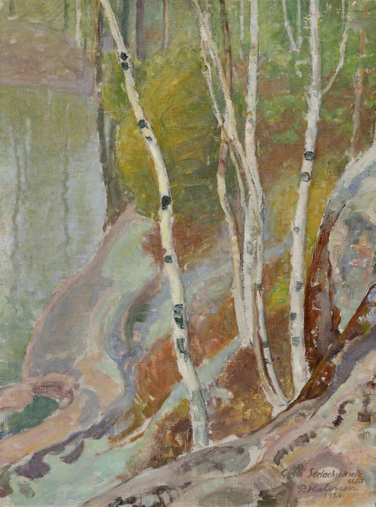 Friday Finnish!

Pekka Halonen (1865-1933)
Finland

A Lake Shore in the Spring ? 1926 
 oil on canvas, 53 x 39 cm.
 Gösta Serlachius Fine Arts Foundation.