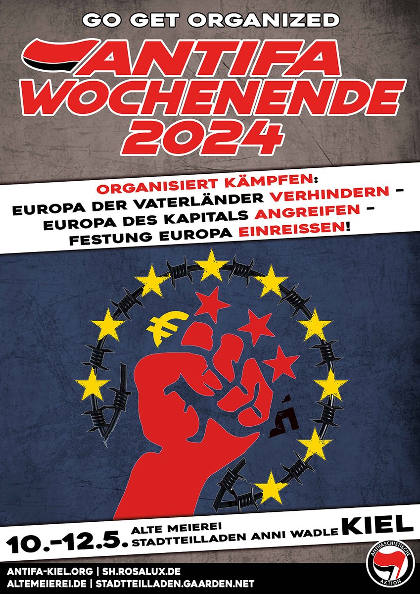 Auch in diesem Jahr gibt es wieder ein dreitägiges #Antifa-Wochenende mit einer Fülle von Vorträgen, Workshops und politischem Austausch in #Kiel.  Haltet euch den Termin frei und die Augen offen. Programm und weitere Infos folgen! antifa-kiel.org/events/go-get-…