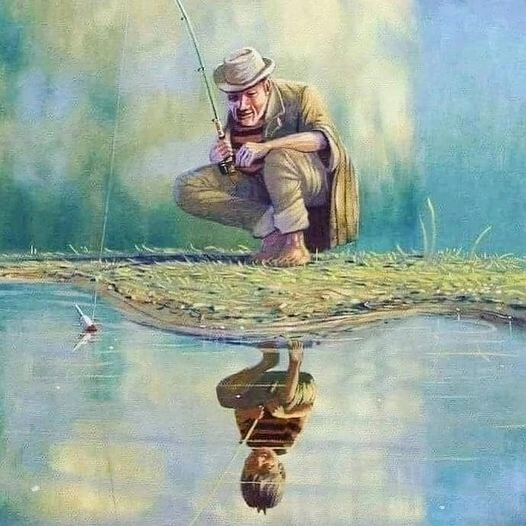 Everyone has childhood memories of fishing 🎣🫂 #fishing #fishinglife #Fishman #naturelover #art #artwork #picture