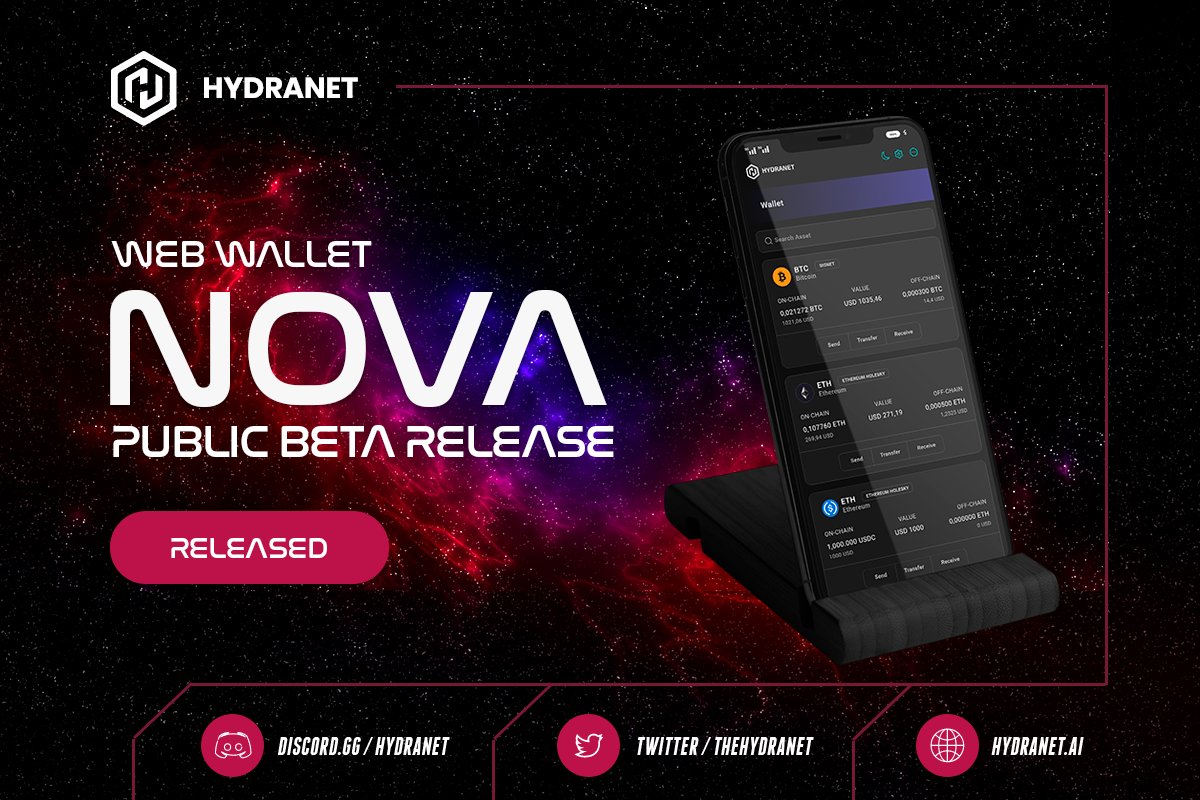 Hydranet - Web3 Wallet NOVA Release The wait has come to an end and the Hydranet Web3 Wallet 'NOVA' is finally publicly available on Hydranet.ai! Our advanced Web3 Wallet enables users to conduct #Bitcoin and #EVM off-chain transactions via the #Lightning & #Lithium…
