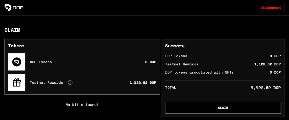 mkoneth's tweet photo. Claim $DOP Airdrop 🪂
If you have completed @dop_org testnet, go check & claim.
✅Visit https://t.co/3YmLOaf3OD
✅Connect wallet & claim.
NOTE: You need $ETH to claim. Claim when gas is low.
#DOPTestnet #Airdrop https://t.co/vYDagfJjy8