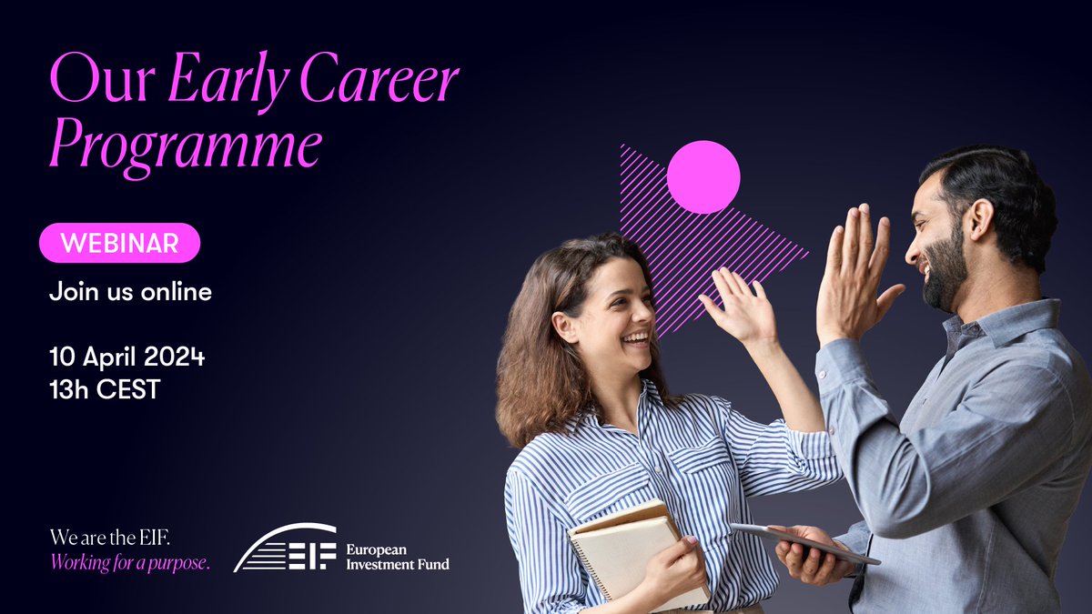 Another great news from the @EIF_EU this week 💥 We have just published the #job posting for our 3-year 𝐄𝐚𝐫𝐥𝐲 𝐂𝐚𝐫𝐞𝐞𝐫 𝐏𝐫𝐨𝐠𝐫𝐚𝐦𝐦𝐞. If you're interested in working for a purpose, don't miss this webinar on 10 April via @jobteaser 🔗 bit.ly/eif-ecp-webinar