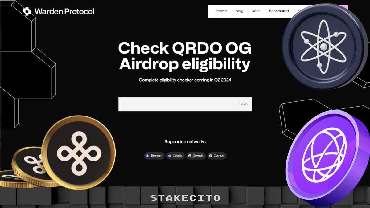 stakecito's tweet image. 📢UPCOMING $WARP AIRDROP FOR THESE STAKERS: 

🎁 $DYM
🎁 $TIA
🎁 $ATOM
🎁 $QRDO

The 1st Snapshot for $WARD airdrop has been completed. It rewards active governance participants from the $QRDO community (QPIPs voters). 

----

Stay tuned for the next snapshots: $QRDO holders,…