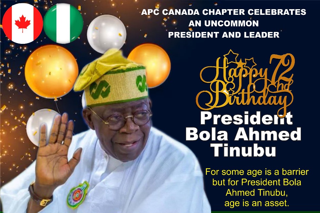 <a href="/apcpartycanada/">APC Canada</a> rejoices with the President and Commander-in-Chief of the Armed Forces on this special day. Your leadership and dedication to uplift Nigeria are much appreciated. The Chairman of APC Canada Chapter <a href="/nickapata/">Nick Apata M.Ed, OCT, RCIC🇨🇦🇳🇬</a>, says may God continue to bless you with good health!