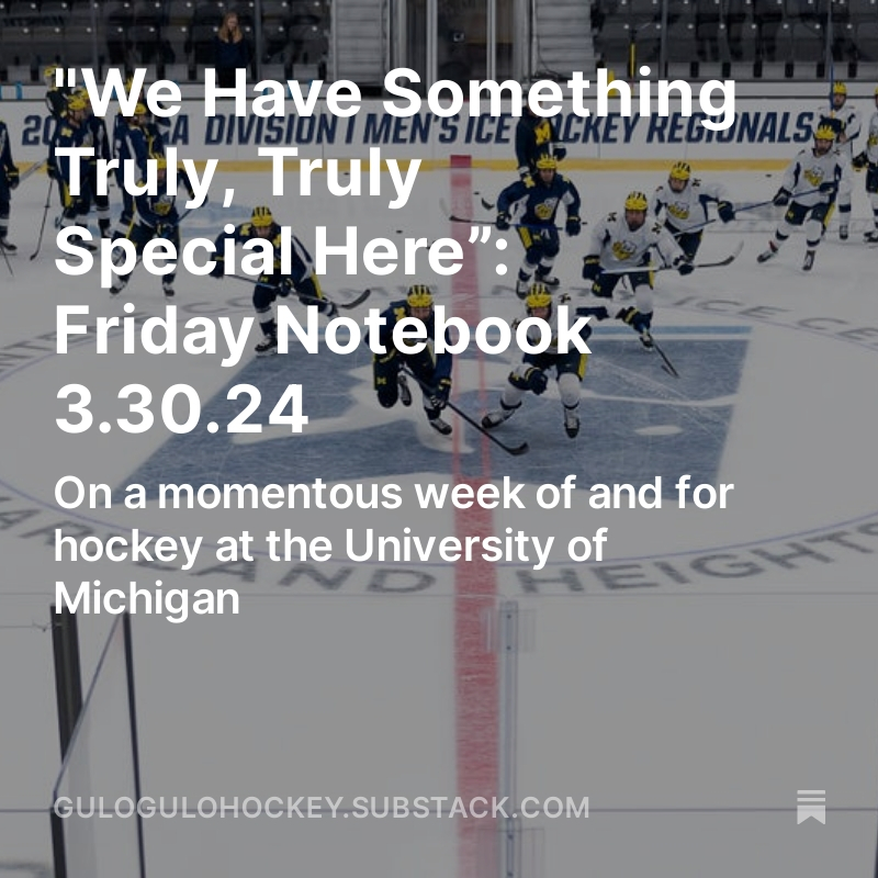 Knew it would be a big week for Michigan hockey, turned out to be a way bigger one, and the result is the longest and most loaded Gulo Gulo notebook of the year: gulogulohockey.substack.com/p/we-have-some…