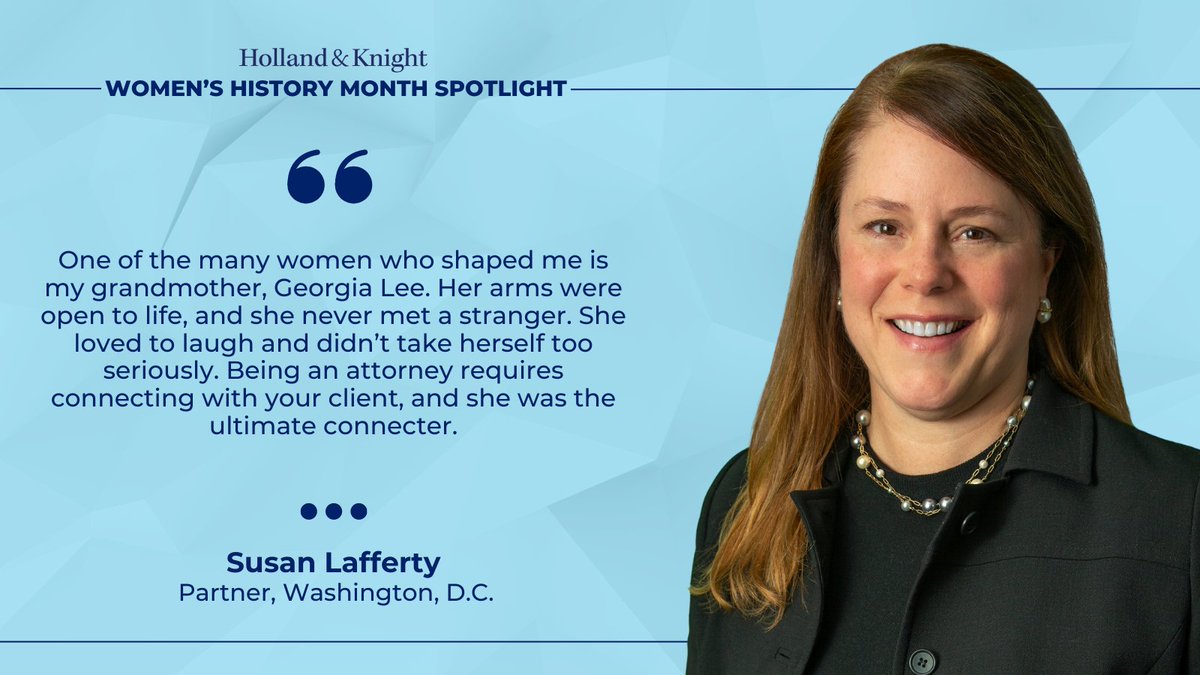 #PublicPolicy atty Susan Lafferty showcases her grandmother in this #WomensHistoryMonth spotlight. She shares how her grandmother’s willingness to connect has made her a better lawyer. #HKWomensInitiative