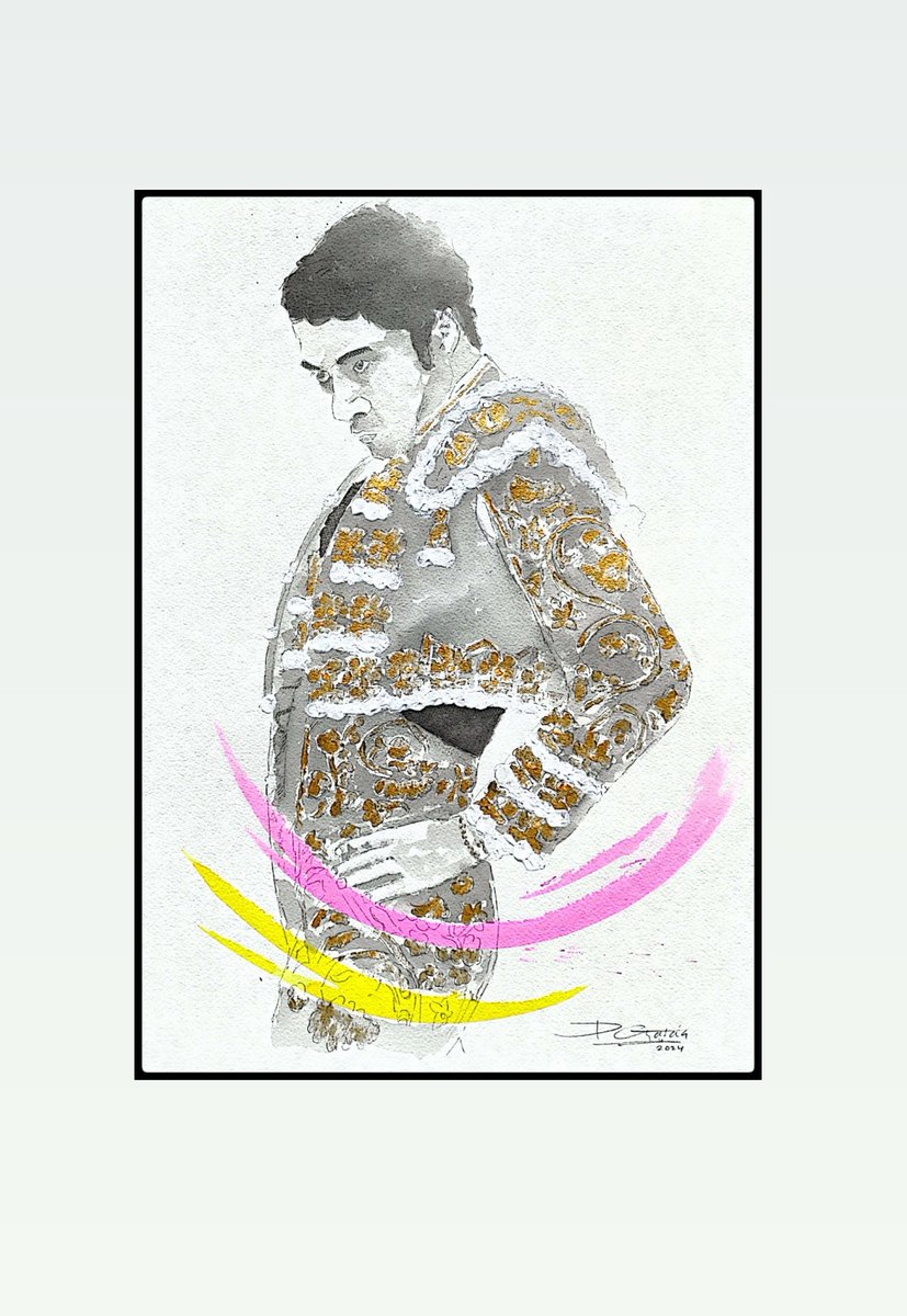 Ésta es la segunda obra enviada a #mexico🇲🇽 
Pintura que destaca al torero de la tierra
#mexicocity #sergioflores #toreromexicano #ArteAcuarela