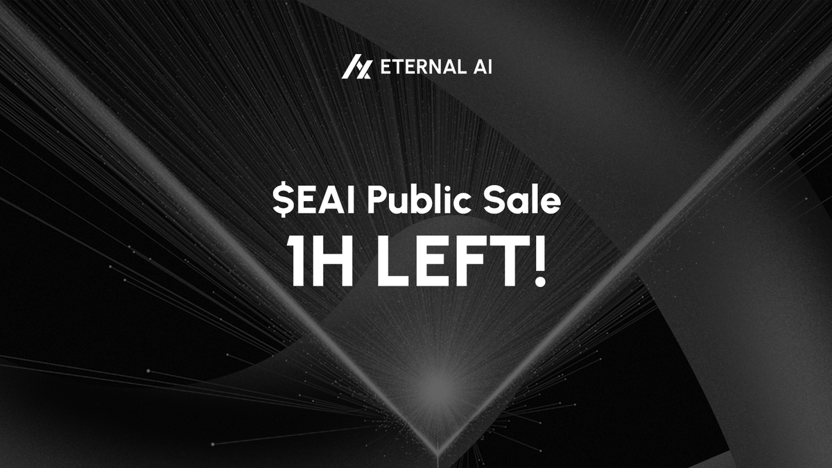 Final hour! The $EAI Public Sale ends in 60 minutes! - $9,293,267 reached - 5123 backers Thank you all for your strong support! Join $EAI Public Sale: nakachain.xyz/public-sale/eai