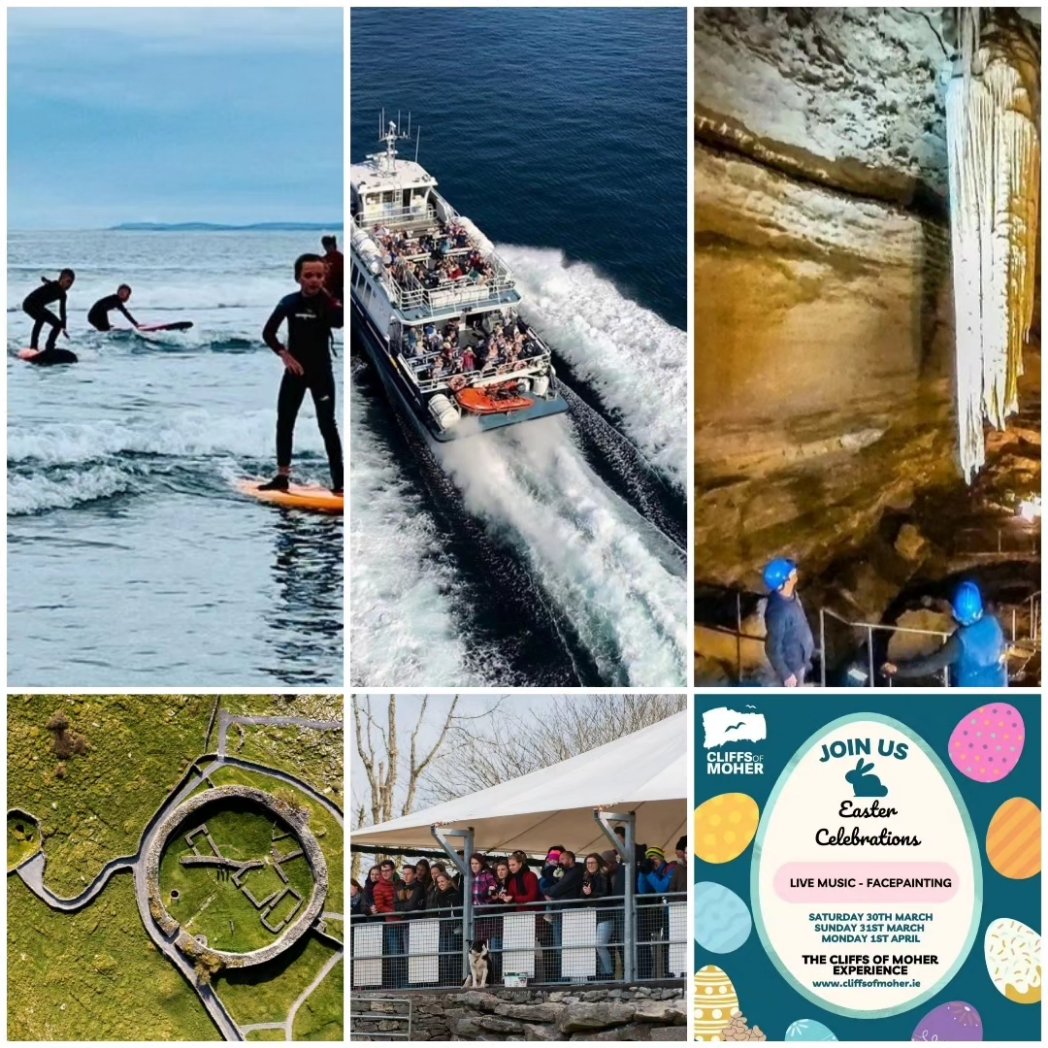 Family fun when staying in Lisdoonvarna over Easter 🐰🐣 ...Here are our top things to do @BurrenSalmon @BurrenSanctuary @aillwee @caherconnell @DoolinFerry @doolincave @lahinchsurf @benssurfclinic @AlohaSurfSchool @CliffsofMoherIE Walking/hiking in nature @BurrenGeopark