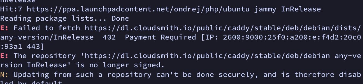 CH_Bonanza's tweet photo. Oi, I think this is on y'all's end. @caddyserver #webdevelopment #Ubuntu https://t.co/pRvuBuG6Wa