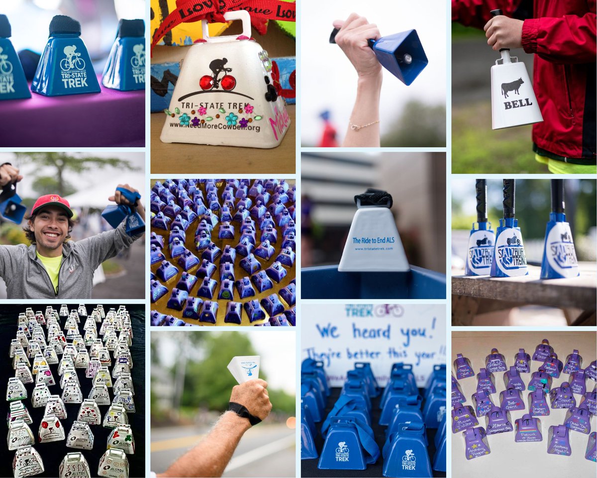 Back by popular demand, Tri-State Trek 2024 will feature cowbells decorated specifically with your loved ones in mind. Dedicated members of the Cheer Squad will collect, design, transport and ring your bells with pride throughout Trek weekend. Get yours: fundraise.als.net/cowbell