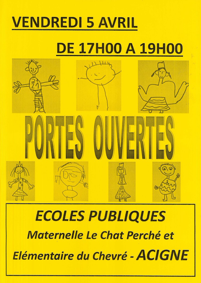 Vendredi 5 avril de 17h à 19h : Portes ouvertes école Maternelle du Chat Perché et école élémentaire du Chevré