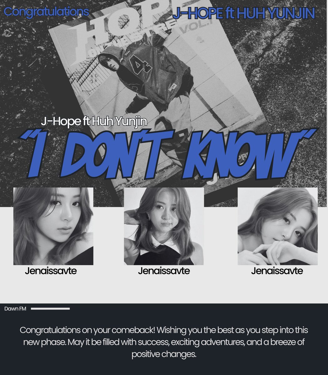 The talented <a href="/Jenaissavte/">ً</a> makes her long-awaited return with incredible new duet “I Don’t Know” with J-Hope today! We've missed your extraordinary duet. Congratulations and wishing massive success ahead! 🎉✨