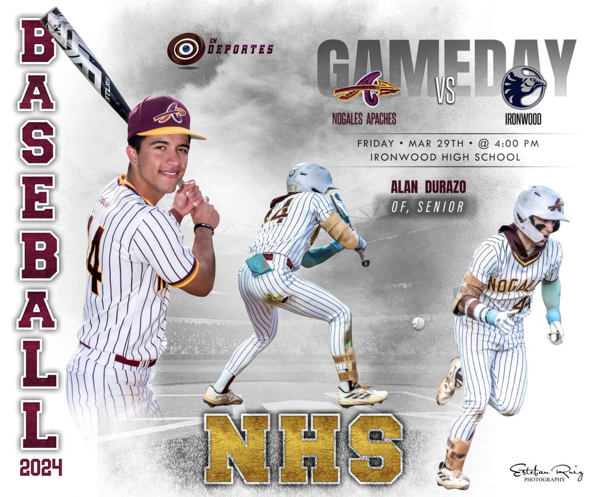 LuisDenogean's tweet photo. 𝐆𝐀𝐌𝐄𝐃𝐀𝐘‼️Nogales Apaches ⚾️
🆚Ironwood Ridge
🕕 4:00PM
🏟️ Ironwood H.S
📷Esteban Ruiz Photography 
🎥En Deportes
@OJFav @ApacheBaseball1 @DenzelMontijo @AlanDurazo8 @CarlosPeralta_4 @ralphie81350445   @ERvvagdl @Jorge_Amaya_2 @Sal_Valenzuela1 @NogiAthletics @RalphFelix75 https://t.co/PT85sh8or3