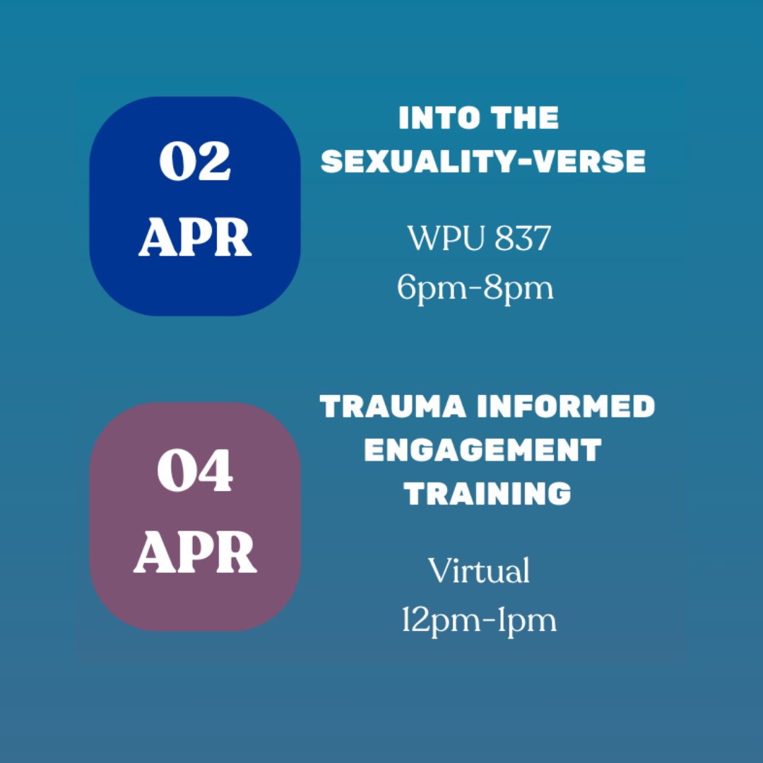 SHSPitt's tweet photo. There are so many ways to get involved with Sexual Assault Awareness Month this April. You can join a training, learn about resources to support survivors, or even share a story about healing with members of the Pitt community. To learn more, please visit: https://t.co/Fody8q9urQ https://t.co/3m0sjUQMkT