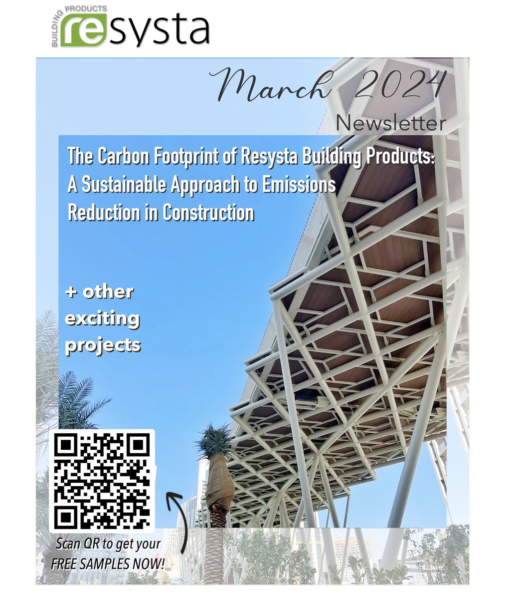 resystaproducts's tweet image. Our Resysta Newsletter for the month of March is out now! Visit our website and sign up in our email list to receive free monthly updates! 😊

#Resysta #deckingMaterial #resystaBuildingProducts #InteriorDesign #sustainable #FlooringSolution #WallFinish #Durability