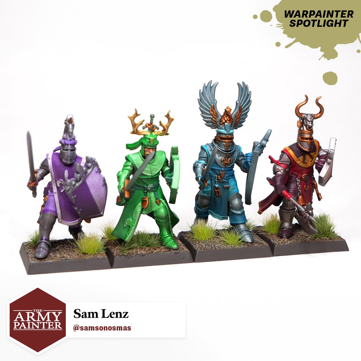 ✨ Warpainter Spotlight ✨ Factory Team member & painter extraordinaire, Sam Lenz, joins us with his colourful Bretonnian Knights. You can follow at samsonosmas on Instragram to check out his work! If you’d like to be featured, use #thearmypainter or #warpainter on your posts