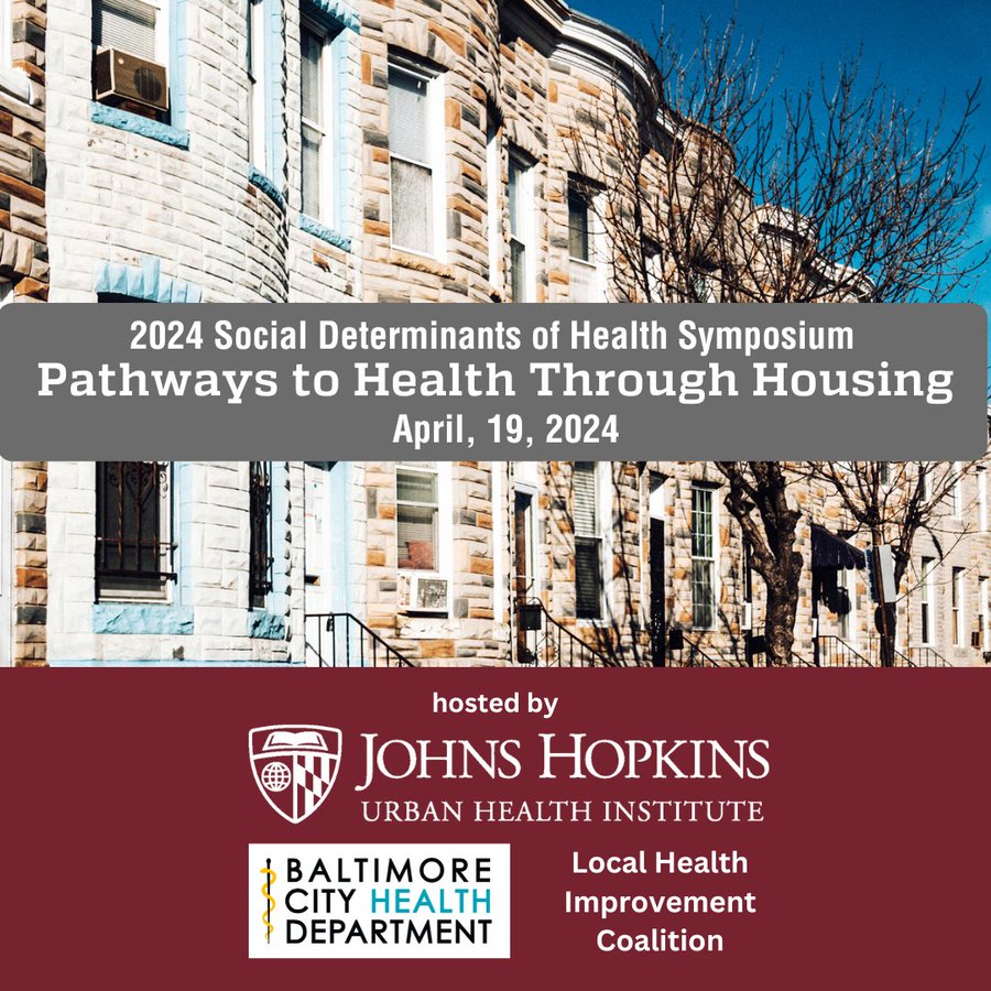 Only 3 weeks 'til 'Pathways to Health Through Housing!' Join @JHUrbanHealth & @BMore_Healthy to learn how housing impacts health outcomes. 📆 April 19 🕐 8 AM - 5 PM 📍 Reginald F. Lewis Museum Learn more & register by April 5th 🔗 loom.ly/M47zH5M. #SDOH2024 #BCHD