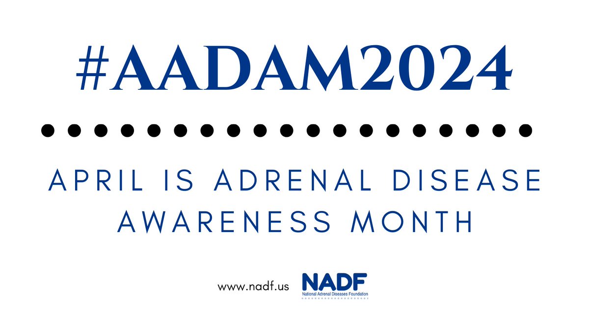 Adrenal Disease Awareness month is just 3 days away! Be sure to keep an eye on the NADF calendar and social media to see all the ways you can help raise awareness in April! nadf.us/calendar-april… #NADFadrenal #adrenaldisease #adrenalinsufficiency